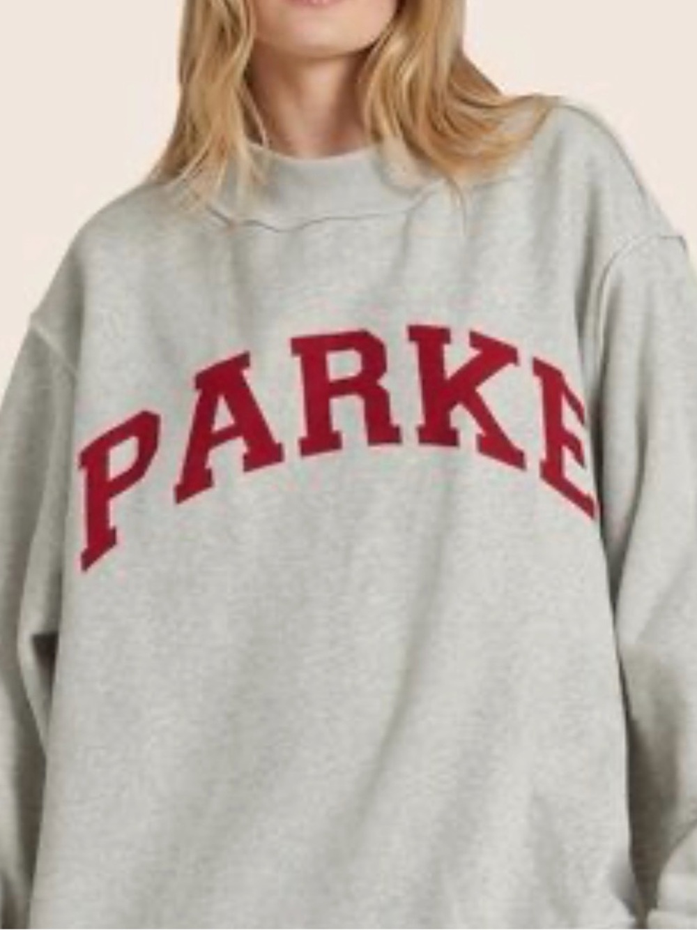 Parke X Set active Grey Crewneck Sweatshirt with Red Lettering
